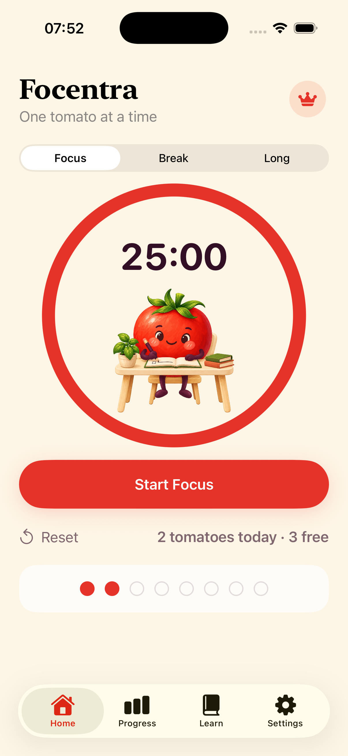 Focentra app interface screen 1
