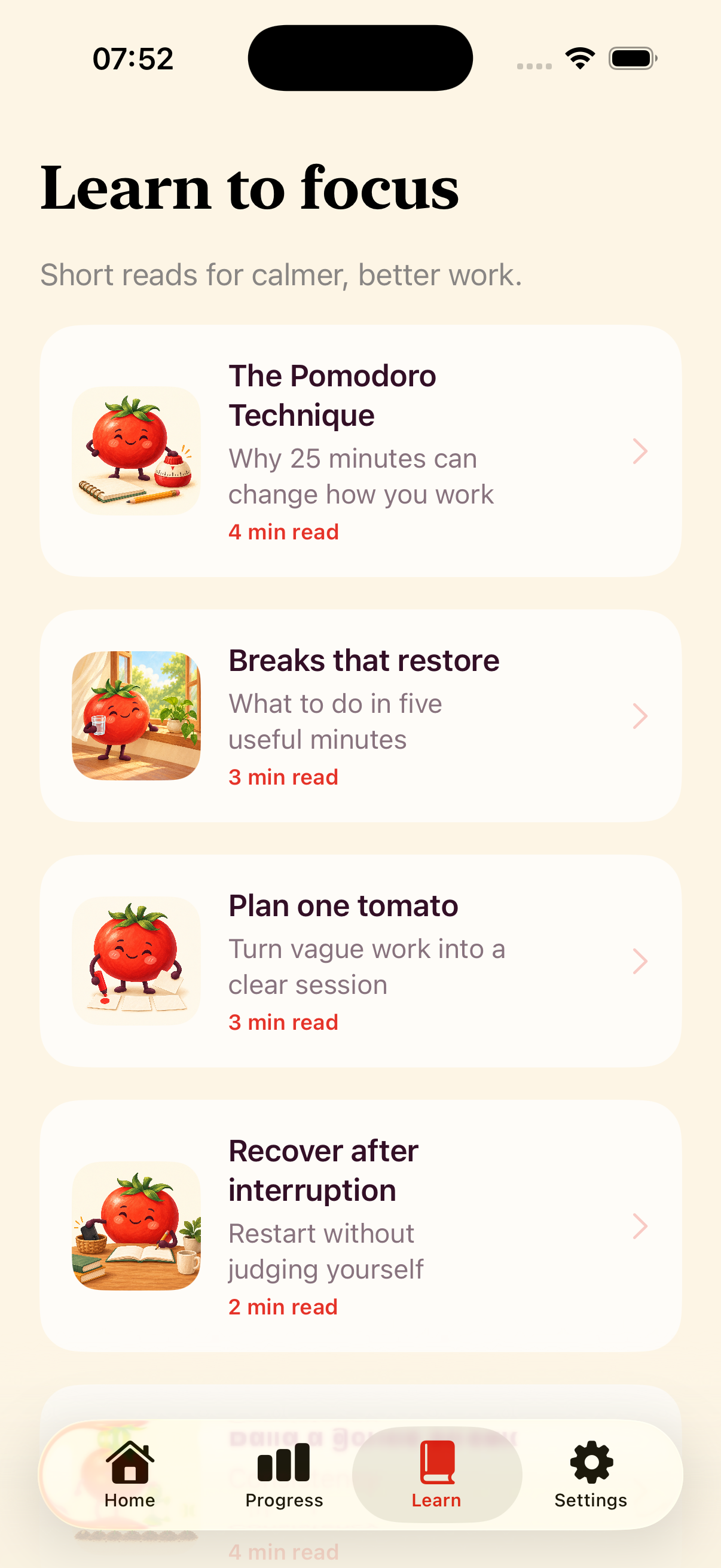 Focentra app interface screen 3